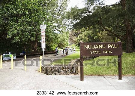 Stock Image - Nuuanu Pali State Park and lookout; Oahu, Hawaii, United States of America. Fotosearch