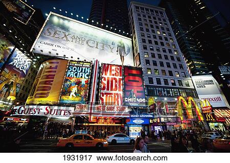 Stock Photo - Ny Taxis In Times Square, Manhattan, New York, Usa. Fotosearch