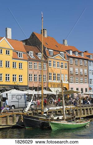 Stock Photo - Nyhavn Canal, Copenhagen, Denmark; Boats In Canal. Fotosearch