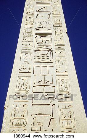 Picture - Obelisk Of Tuthmosis Iii And Blue Sky, Close Up. Fotosearch