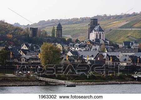 Oberwesel, As Seen From The Rhine River, Rhineland-Palatinate, Germany View Large Photo Image Stock Image - Oberwesel, As Seen From The Rhine River, Rhineland-Palatinate, Germany. Fotosearch
