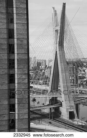 Stock Photography - Octavio Frias De Oliveira Bridge, Over The Pinheiros River; Sao Paulo, Brazil. Fotosearch