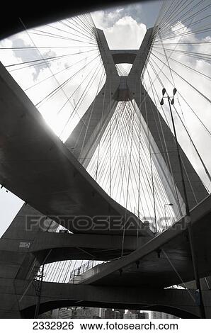 Stock Photograph - Octavio Frias De Oliveira Bridge; Sao Paulo, Brazil. Fotosearch
