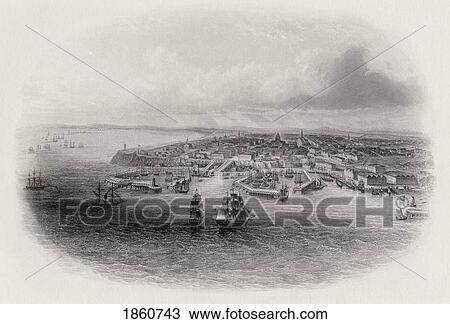 Stock Image - Odessa Ukraine Russia From A 19Th Century Print. Fotosearch