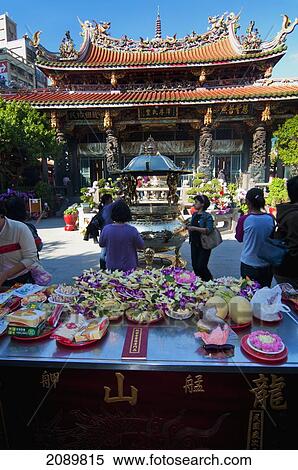 Stock Photography - Offerings At Longshan Temple, Taipei, Taiwan, Asia. Fotosearch