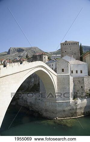 Old Bridge (Stari Most) Over The Neretva River, Mostar, Herzegovina-Neretva, Bosnia And Herzegovina View Large Photo Image Stock Photo - Old Bridge (Stari Most) Over The Neretva River, Mostar, Herzegovina-Neretva, Bosnia And Herzegovina. Fotosearch