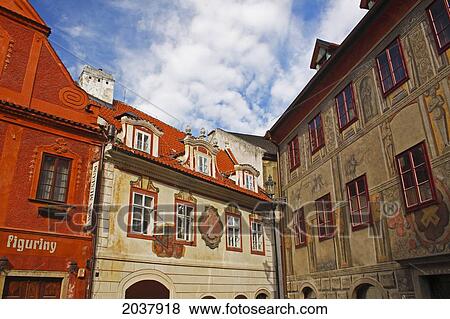 Stock Photo - Old Buildings And Architecture In The Old Town; Chesky Krumlov Jihocesky Czech Republic. Fotosearch