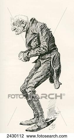 Stock Image - Old Chuffey. Illustration by Harry Furniss for the Charles Dickens novel Martin Chuzzlewit, from The Testimonial Edition, published 1910.. Fotosearch