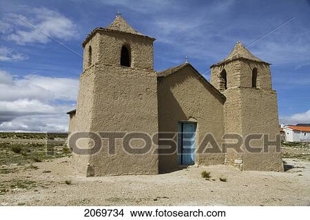 Picture - Old Church Built Of Abode, Pasajes, Tarija, Bolivia. Fotosearch