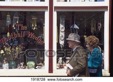 Stock Photo - Old Couple, Woodhall Wedge Shop. Fotosearch