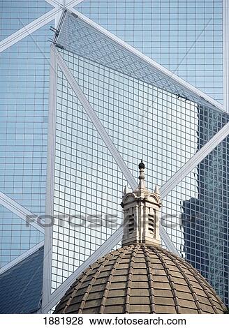 Stock Photo - Old Domed Roof In Front Of The Bank Of China Tower. Fotosearch