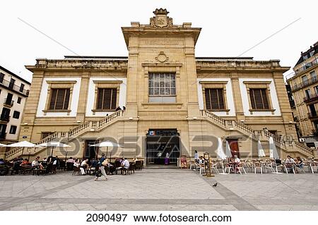 Stock Photo - Old Fish Market Now Converted Into A Shopping Center, San Sebastian, Basque Country, Spain. Fotosearch