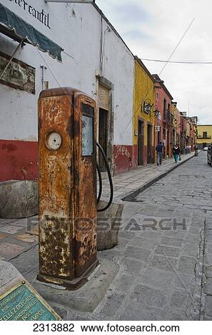 Old gas pump on street corner; San Miguel de Allende, Guanajuato, Mexico View Large Photo Image Stock Image - Old gas pump on street corner; San Miguel de Allende, Guanajuato, Mexico. Fotosearch