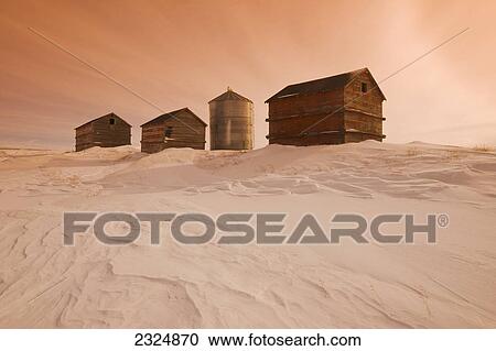 Old grain bins in a snowy field near Viceroy; Saskatchewan, Canada View Large Photo Image Stock Image - Old grain bins in a snowy field near Viceroy; Saskatchewan, Canada. Fotosearch