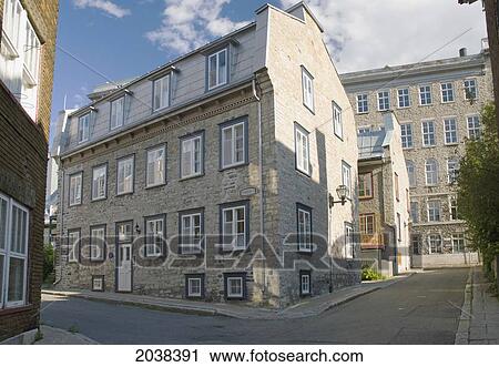 Stock Image - Old House On A Street; Quebec City Quebec Canada. Fotosearch