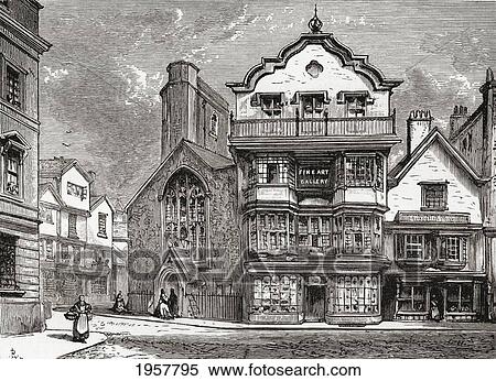 Old Houses In Cathedral Close, Exeter, Devon, England In The Late 19Th Century. From Our Own Country Published 1898. View Large Photo Image Stock Photography - Old Houses In Cathedral Close, Exeter, Devon, England In The Late 19Th Century. From Our Own Country Published 1898.. Fotosearch