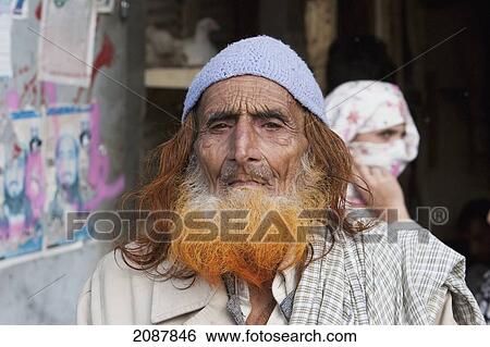 Stock Photograph - Old Kashmiri Man With A Red Beard, Muzaffarabad, Azad Kashmir, Pakistan. Fotosearch