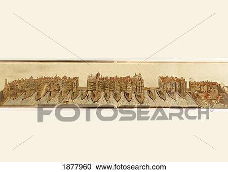 Stock Image - Old London Bridge, London, England After A Drawing Dated C. 1600. From The Book Short History Of The English People By J. R. Green Published London 1893.. Fotosearch