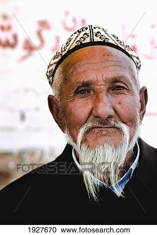 Stock Image - Old Man With Muslim Prayer Hat. Fotosearch