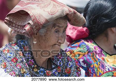Stock Image - Old Maya Woman, Antigua, Sacatep. Fotosearch