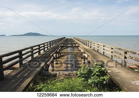 Picture - Old pier; Kep, Cambodia. Fotosearch