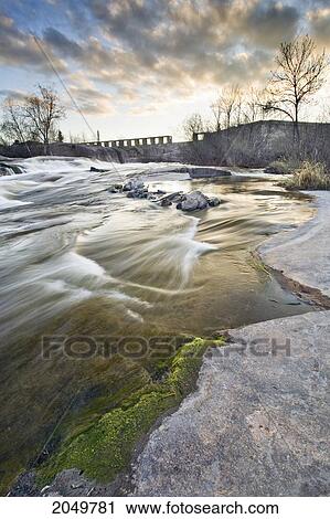 Stock Image - Old Pinawa Dam Ruins On The Winnipeg River, Near Pinawa, Manitoba. Fotosearch