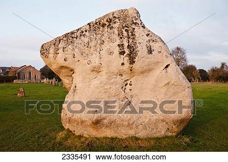 Stock Image - Old Rock; Avebury, Wiltshire, England, Uk. Fotosearch