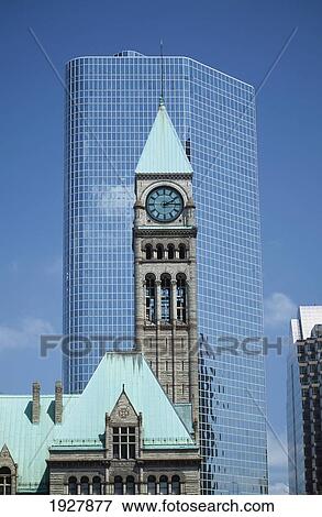Old Town Hall And Skyscraper View Large Photo Image Stock Photo - Old Town Hall And Skyscraper. Fotosearch