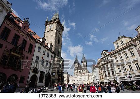 Stock Photo - Old Town Hall, Old Town Square And The Church Of Our Lady Before Tyn, Prague, Czech Republic. Fotosearch