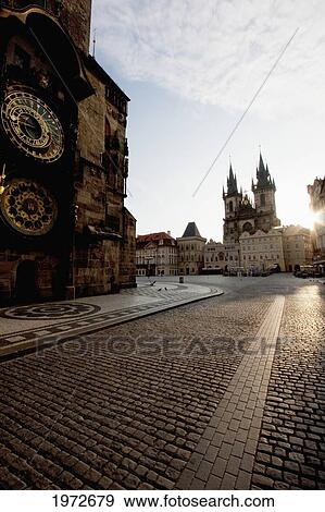 Old Town Hall, Old Town Square And The Church Of Our Lady Before Tyn, Prague At Sunrise, Czech Republic View Large Photo Image Stock Photo - Old Town Hall, Old Town Square And The Church Of Our Lady Before Tyn, Prague At Sunrise, Czech Republic. Fotosearch