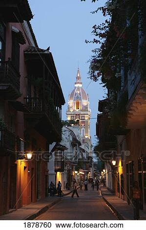 Old Town Of Cartagena With Cathedral In Background View Large Photo Image Stock Image - Old Town Of Cartagena With Cathedral In Background. Fotosearch