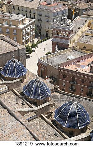 Old Town Rooftops Seen From Miguelete Bell Tower Of Valencia Cathedral View Large Photo Image Stock Photo - Old Town Rooftops Seen From Miguelete Bell Tower Of Valencia Cathedral. Fotosearch
