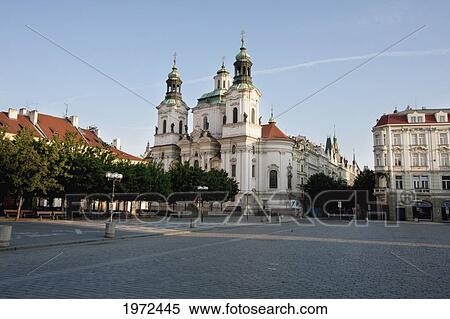 Old Town Square And Church Of St. Nicholas, Czech Republic View Large Photo Image Stock Photography - Old Town Square And Church Of St. Nicholas, Czech Republic. Fotosearch