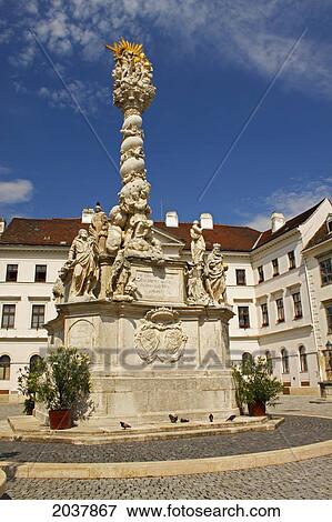 Stock Photo - Old Town Square And The Trinity Column; Sopron Gyor-Moson-Sopron Hungary. Fotosearch