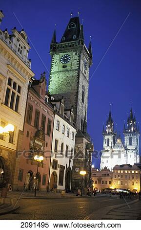 Old Town Square At Night, Prague, Czech Republic. View Large Photo Image Stock Photography - Old Town Square At Night, Prague, Czech Republic.. Fotosearch