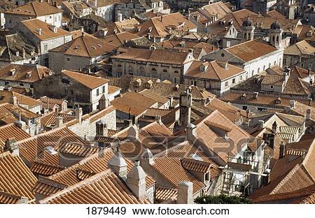 Stock Photo - Old Town Terracota Rooftops. Fotosearch