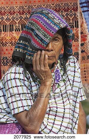 Stock Photography - Old Tzutjil Maya Woman, Santiago De Atitl. Fotosearch