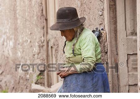 Stock Photo - Old Woman, Chavin De Huantar, Ancash, Peru. Fotosearch