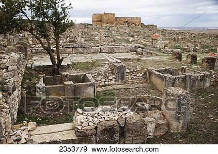 Stock Photo - Olive press and Byzantine fort, Madure site, near Souq Ahras; Algeria. Fotosearch