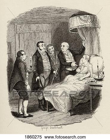 Stock Photography - Oliver Waited On By The Bow Street Runners. From The Book The Adventures Of Oliver Twist By Charles Dickens, With Illustrations By G. Cruikshank. Published By Chapman And Hall, London 1901.. Fotosearch