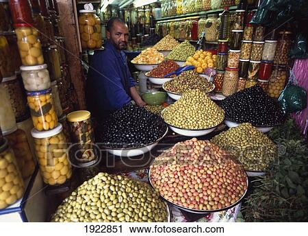 Stock Image - Olives And Pickled Goods For Sale. Fotosearch
