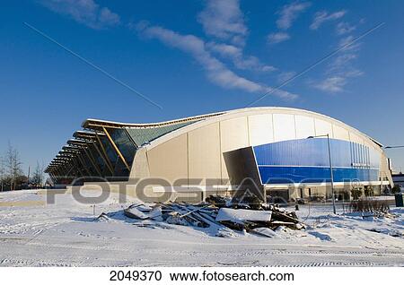 Stock Image - Olympic Speed Skating Oval Under Construction In Richmond, British Columbia. Fotosearch