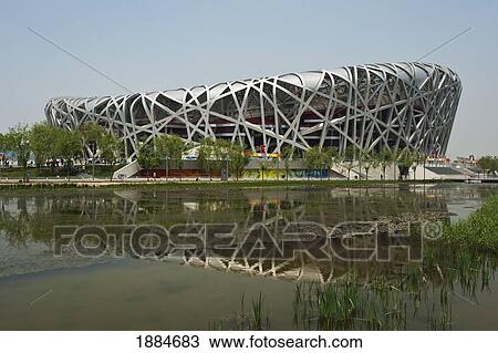 Olympic Stadium Called The 'bird's Nest; Beijing, China View Large Photo Image Stock Image - Olympic Stadium Called The 'bird's Nest; Beijing, China. Fotosearch