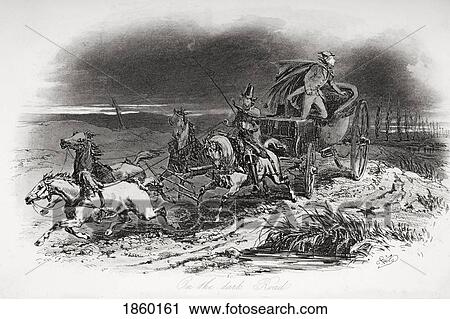 Stock Image - On The Dark Road. Illustration From The Charles Dickens Novel Dombey And Son By H. K. Browne Known As Phiz. Fotosearch
