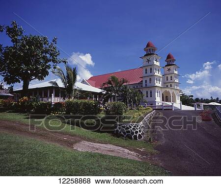 One of many churches that sprinkle the Samoan islands; Samoa View Large Photo Image Stock Photo - One of many churches that sprinkle the Samoan islands; Samoa. Fotosearch