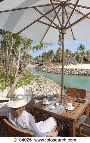 Stock Photograph - One & Only Reethi Rah Resort Maldives Reethi Restaurant And Bar. Fotosearch