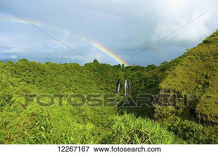 Stock Photo - Opeaka'a Falls, Wailua River; Kauai, Hawaii, United States of America. Fotosearch