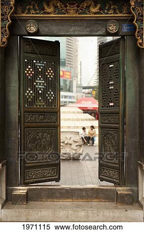 Open Doors On A Building; Kunming Yunnan China View Large Photo Image Stock Photography - Open Doors On A Building; Kunming Yunnan China. Fotosearch