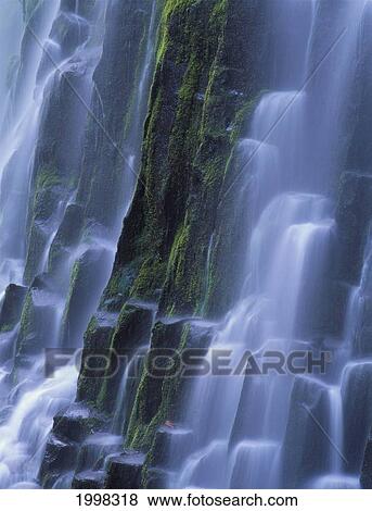 Stock Photo - Oregon, Cascade Mountains, Three Sisters Wilderness, Lower Proxy Falls B1598. Fotosearch