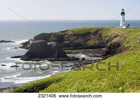 Stock Photograph - Oregon, Central Coast, Yaquina Head Historic Lighthouse And Natural Wilderness Area.. Fotosearch